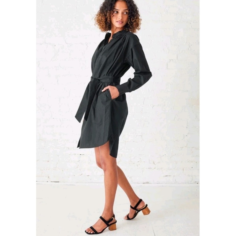 NEW! Mersea S Black Poplin Shirt Dress W/Pockets/Belt  $216